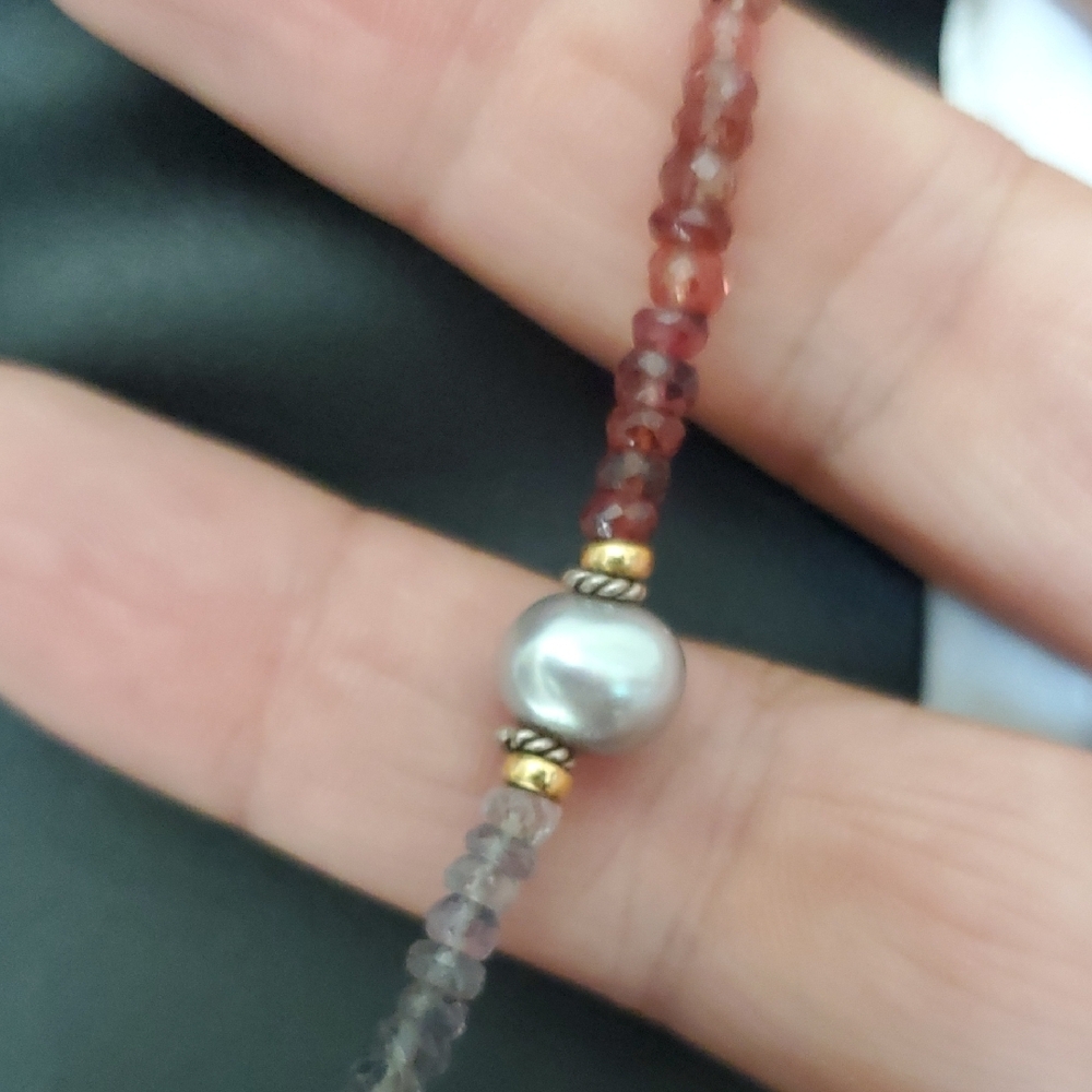 Sundance Red and Gray Beaded Necklace - Picture 2 of 4
